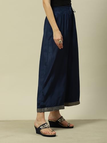 Image of Rangriti Indigo Liva Straight Printed Palazzo for Women