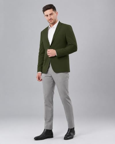 Image of SaintX Men's Premium 4-Way Comfy Stretch Sunscreen Blazer | Light Weight, Designed for Summers | Fully Lined | Comfort able Slim Fit | Wrinkle Resistant, All-Day Casual & Formal Signature Coat (JK11)