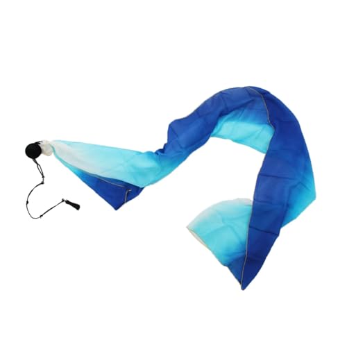 Tachiuwa Dance Silk Streamer Poi Throw Ball, Set Silk Streamer, Poi Chain Balls for Party, white and blue