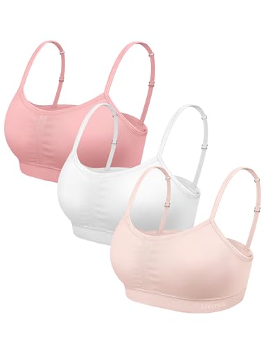 Livona 3 Pack Training Bras for Girls-Sports Bra, Fitness Bra, Padded Everyday Bra Bralette,Crop Cami Tank Top (6-14)