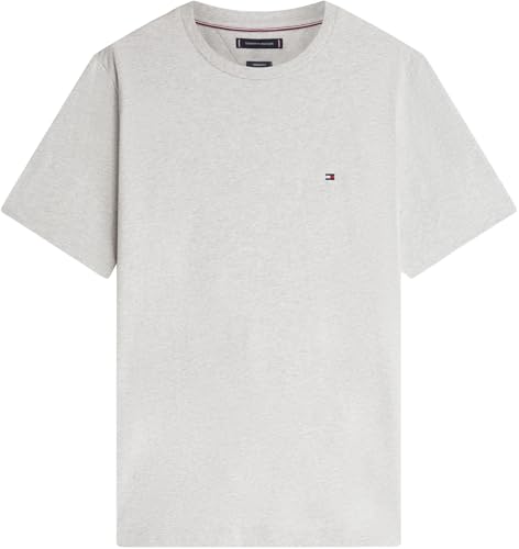 Tommy Hilfiger Herren T-Shirt Kurzarm Seasonal Solid Tee mit Rundhalsausschnitt, Grau (Light Grey Heather), XXL – Ansicht 6