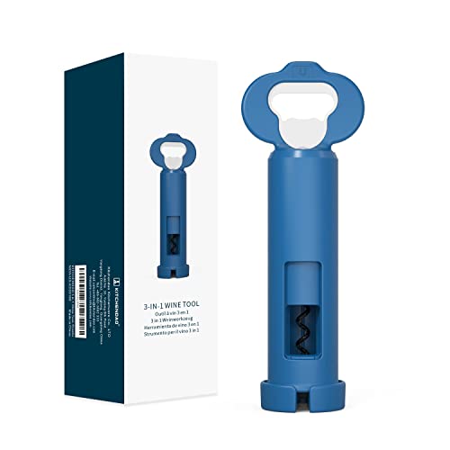 Kitchendao 3 In 1 Wine Bottle Opener Corkscrew With Foil Cutter, Built-In Beer Bottle Opener With Magnetic Cap Catcher, Multifunctional Corkscrews For Wine Bottles,Works Easily Like Electric Opener