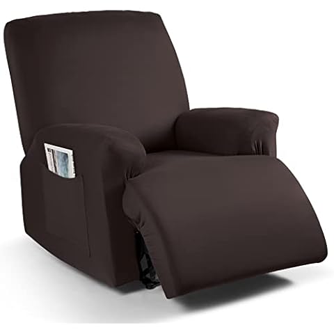 TAOCOCO Recliner Chair Covers Stretch Polyester Fabric 3-Piece for Large Recliners, Soft, Breathable and Skin-Friendly Furniture Protector - Fits Most Recliner Sizes (Coffee) Cover