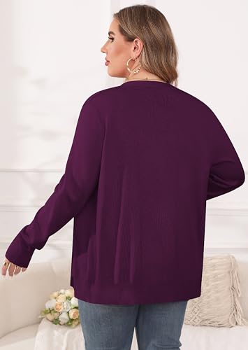 Image of TIANZHU Plus Size Cardigan for Women Button Open Front Long Sleeve V Neck Comfy Lightweight Sweaters XL-4XL