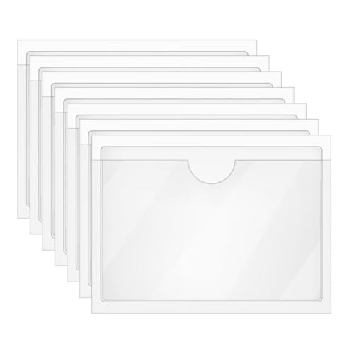 Tupalizy 10PCS Clear Adhesive Business Card Holder with Top Open Small Plastic Card Sleeves Pockets for Storage Bins Boxes Organizing Label Notebooks Name Tags Classroom Desk Planners,3.5x2.4 Inch