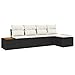Set Divano da Giardino 5 pcs Nero e crema 184 x 62 x 85 cm immagine