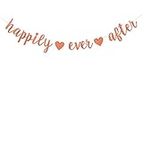 Rose Gold Glitter Happily Ever After Banner-Wedding/Bachelorette/Engagement/Bridal Shower Party...