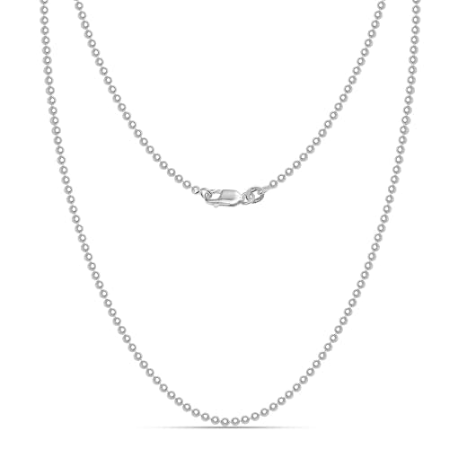 925 Sterling Silver Italian Jewelry Trendy Gift 1.2 MM, 1.50 MM, 2 MM, 3 MM Ball Chain Necklace for Teen Women and Men with Lobster Clasp (16, 18, 20, 22, 24 Inches