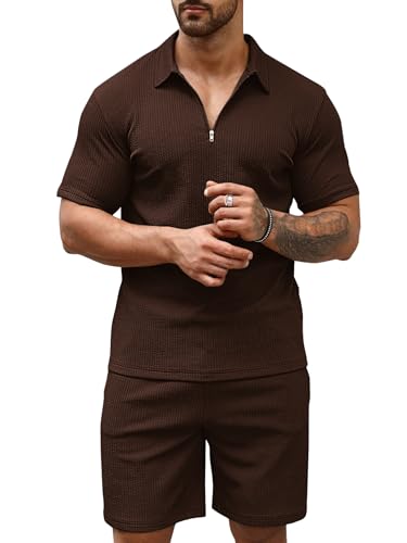 Image of Vogaan Men's Premium Cotton Blend Pyjama Set | Stylish Solid Polo Tshirt and Shorts | Casual Night Suit Wear Set for Man | Summer Co-ords Set with Shorts | Comfortable Nightwear & Loungewear
