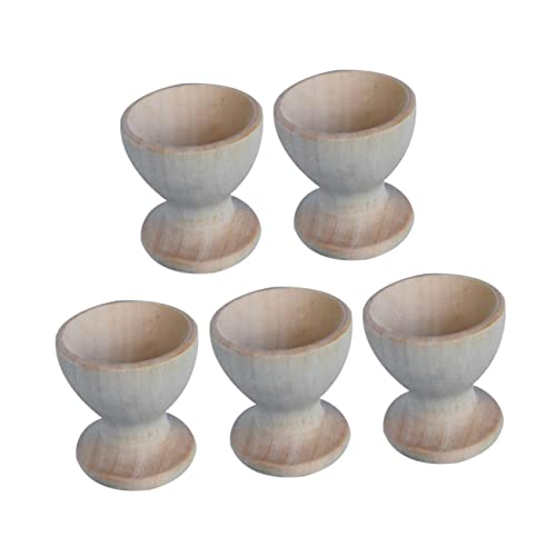 Gatuida 5pcs Wooden Egg Holders Mini Cup Shape Egg Stands for Educational for Creative Drawing and Smooth Surface Safe for Hands