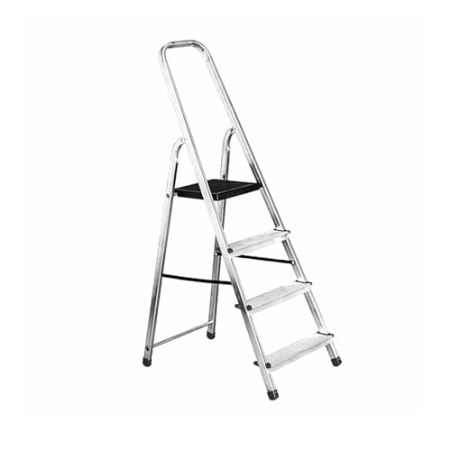 MYPRO Aluminium Step Ladder - 4 Step Folding Ladder - Non-Slip Surface Hand Rails - Closed Height 1480 mm Platform Height 770 mm