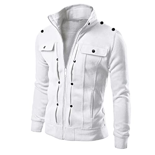 Chaqueta Militar de Algodón Hombre Invierno Clásica al Aire Libre Jacket Cazadora Aviador Ligera Abrigo Cuello Alto Forro Polar Trekking Outdoor Senderismo Escalada Ciclismo Running