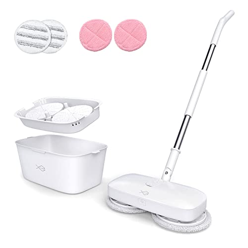 Cordless Electric Mop,2-In-1 Electric Spin Mop With Bucket For Floor Cleaning,Up To 60 Mins,Motorized Dual Spin Mop Heads,4 Mop Pads,Less Than 50Db,Electric Spray Mop For Tile Hardwood Marble #TOP7