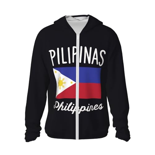 Philippines Flag Sun Protection Hoodie Long Sleeve Hooded Sun Shirt Sunscreen Clothing For Men Women