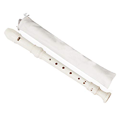 ABS Descant Soprano Recorder Instrument for Kids Adults Beginners,Joint Grease, Fingering Chart And Cleaning Kit,German Style (Ivory White)