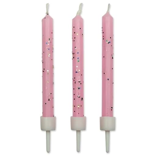 PME Velas rosadas con purpurina, paquete de 10, 0,5 x 0,5 x 6,2 cm, el embalaje puede variar | Ya disponible en tu tienda friki favorita! En mundofriki.es!
