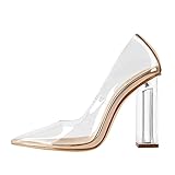 Richealnana Clear Pumps Shoes for Womens Pointed Toe Pumps Champagne Size10
