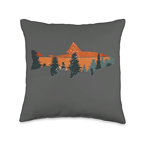 Trout Fly Fishing Nature Outdoor Fisherman Gift Throw Pillow Cover