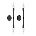 FadimiKoo 2-Light Black Bathroom Light Fixtures, Modern Wall Sconces Lighting Fixtures, Indoor Semi Flush Mount Ceiling Light for Hallway Bedroom Kitchen (2 Pack)