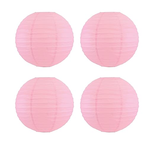 4Pcs Paper Lanterns Paper Lamp Shade Chinese Japanese Hanging Paper Lantern for Home, Party, Wedding, Christmas Decorations (Pink,12 Inch)