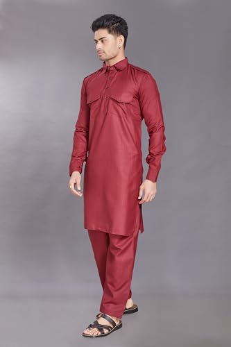 Image of DIVISIVE Men's Cotton Blend Pathani Kurta Pyjama Set
