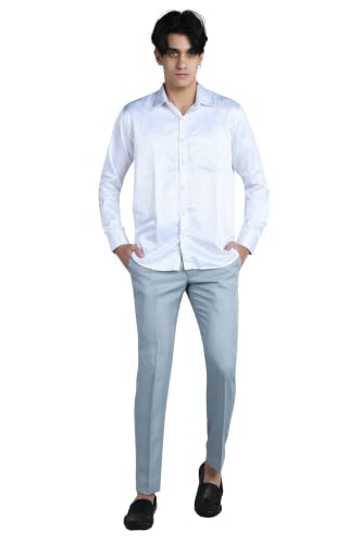 Image of Men's Formal Slim Fit Trousers | Premium Poly Viscose Blend Office Wear Flat Front Pants | Wrinkle Resistant Business Casual Pants | Length 41 Inches.