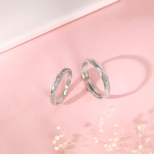 Image of GIVA Unisex Adult 925 Silver Forever Us Couple Bands,Male Ring: Indian - 18,Female Ring: Indian - 12| Gifts for Couples | With Certificate of Authenticity and 925 Stamp | 6 Months Warranty, One Size