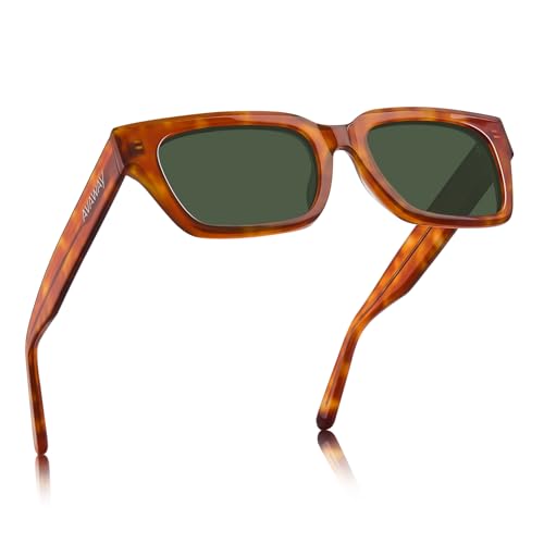 AVAWAY Chunky Womens Sunglasses Polarized, Rectangle Acetate 100% UV Protection Sun Glasses Retro Driving Outings Shades - Main Image