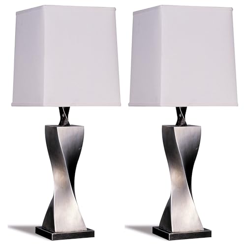 Set de 2 lámparas de mesa 30 pulgadas plata