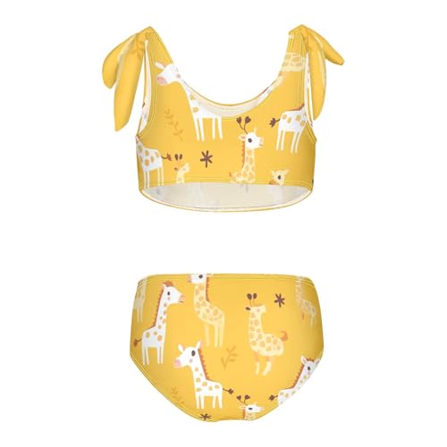 KLL Giraffe Animal Cute Cartoon Yellow Girls 2 Piece Bikini Sets Scoop Neck Swimming Bathing Suit Swimwear2