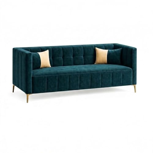 Image of SOCOZI Stylluxe 4 Seater L Shape Sofa Set with Movable Ottoman | Flexible Left or Right Layout | Soft Velvet Suede Fabric | Modern Design | Plush Comfort Cushions for Living Room (Green Teal)