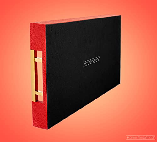 Modern Elegant 17.5"x12" Rectangle Red Shagreen Faux Leather Decorative Tray Ottoman Coffee Table Perfume Living Room Kitchen Serving Tray with Gold Polished Metal Handles by Home Redefined - Thumbnail 5