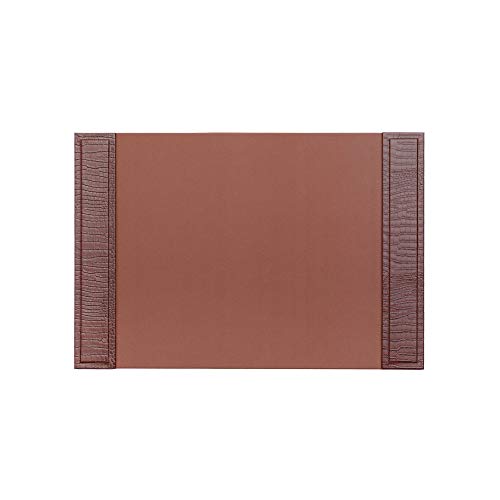 Dacasso Brown Crocodile Embossed Leather Desk pad with Side-Rails, 25.5 by 17.25 Inch
