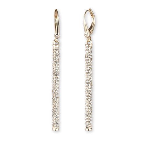 DKNY Womens Micropave Linear Earrings in Gold with Crystal Stones, 60516493