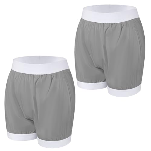 Carer 2 Stück Inkontinenz-Auslaufsichere Unterwäsche Boxershorts für Erwachsene Plastik-Windelhülle Waschbare Wiederverwendbare Wasserdichte Inkontinenzunterwäsche Boxershorts Unisex Grau Größe L