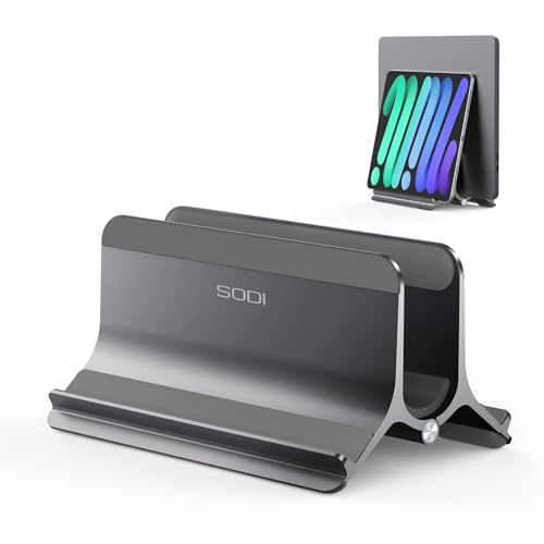 SODI Vertical Laptop Stand for Desk, Aluminum Laptop Holder Compatible