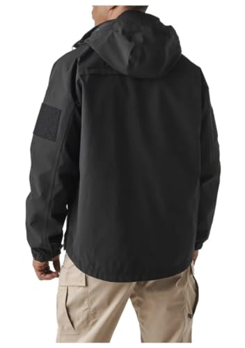 5.11 Tactical Sabre 2.0 Waterproof Jacket, Polyester Bonded Softshell, Detachable Hood, Black, Medium, Style 481123