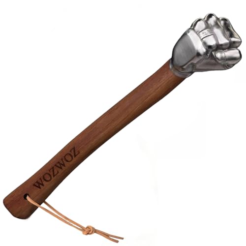 WOZWOZ Fist Hammer Tool 2 Lbs Iron Fist-Shaped Sledge Hammer Stainless Steel & Iron Solid Head Wooden Handle Multi-Purpose Tool for Gardening Camping Emergency Use Home/Office Decor Gifts for Men