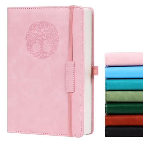 Pink Lined Journal Notebook for Women Men A5 Hardcover Leather Journals College Ruled Notebooks 300 Pages 5.7 x 8.3 Inches