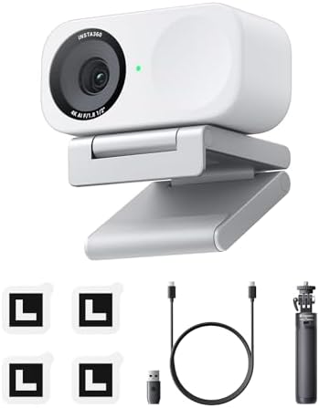 Insta360 Link 2C Tripod Bundle Arctic White - 4K Webcam for PC/Ma...