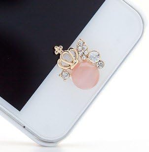 Bling Rhinestone Crystal Imperial Crown Man-made Cat's Eye Design Home Button Sticker for Apple iPhone 4/4S/5, iPad 2/3/4, iPad Mini, iPod