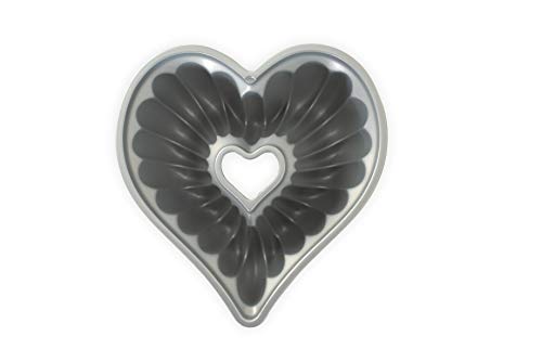 Nordic Ware Elegant Heart Cast Aluminum Bundt Pan, 10 Cup, Toffee