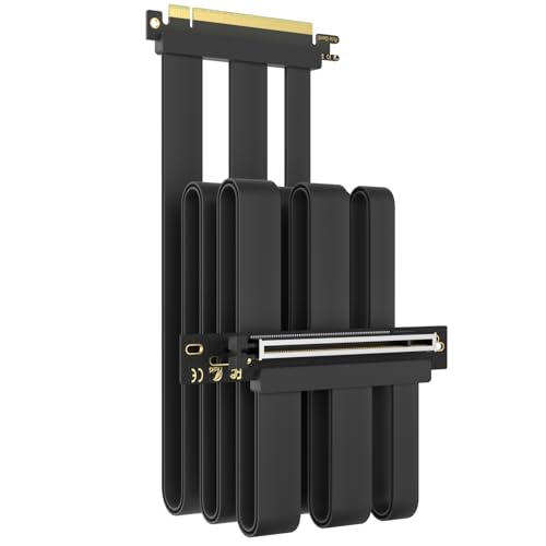 Image of GLOTRENDS 1000mm PCIe 5.0 Riser Cable for RTX5090 RTX4090 RX9070 RX7900, Compatible with PCIe 5.0 /4.0 GPUs, 90 Degree Right Angle for Vertical GPU Mount