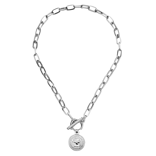 Collier à bascule anti-nœud chaîne trombone pendentif cœur clé pour femme