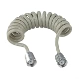 MKTOLHUS Tubo doccia telescopico a molla, 2 m, grigio, flessibile in PVC per bidet con dado in ottone, tubo idraulico elastico anti-piega, per bagno e WC (2 m)