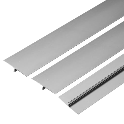 Seuil de transition en T pour jointure de carrelage et lame de parquet en alu gris 3ft