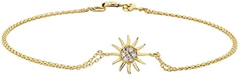 14K Real Solid Gold Sun Bracelet for Women | Charm Bracelets | Birthday Christmas Gift for Her