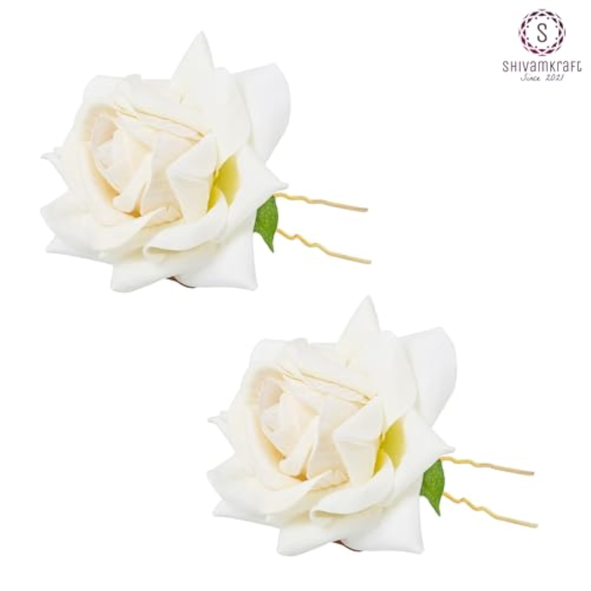 6 Piece Artificial Rose U Shape Hair Pins for Weddings