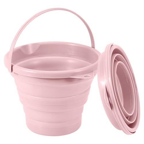 3L Faltbarer Eimer, 3L Falteimer Putzeimer Faltbar, Sandburg Strandeimer, Platzsparend Zusammenklappbar Wassereimer für Draußen Angeln Sandkasten Camping Eimer - Blau (Rosa)