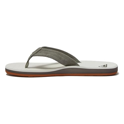 Quiksilver Carver Suede Flip Flops for Men, Arch Support Athletic Mens Sandals, Size 6 to 16 Thong Mens Slides, Grey/White/Grey, 11 M US by Quiksilver - Image 3